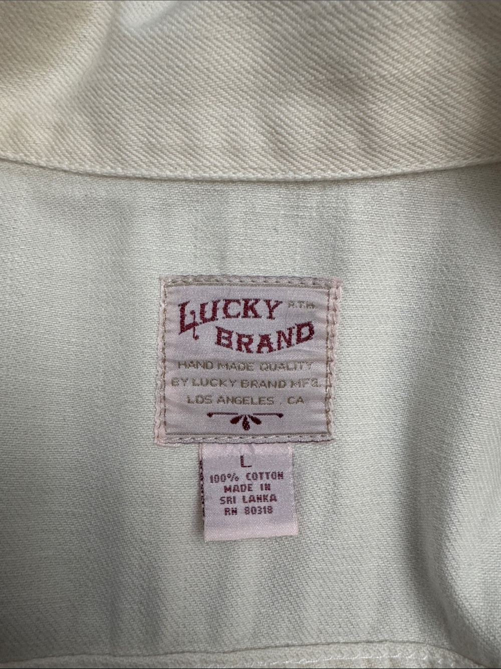 Vintage Lucky Brand Cream Denim Jacket with Pink & Multi-Color Floral Embroidery - Picture 12 of 12